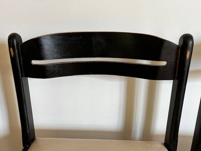 Paire de chaises noires + simili blanc