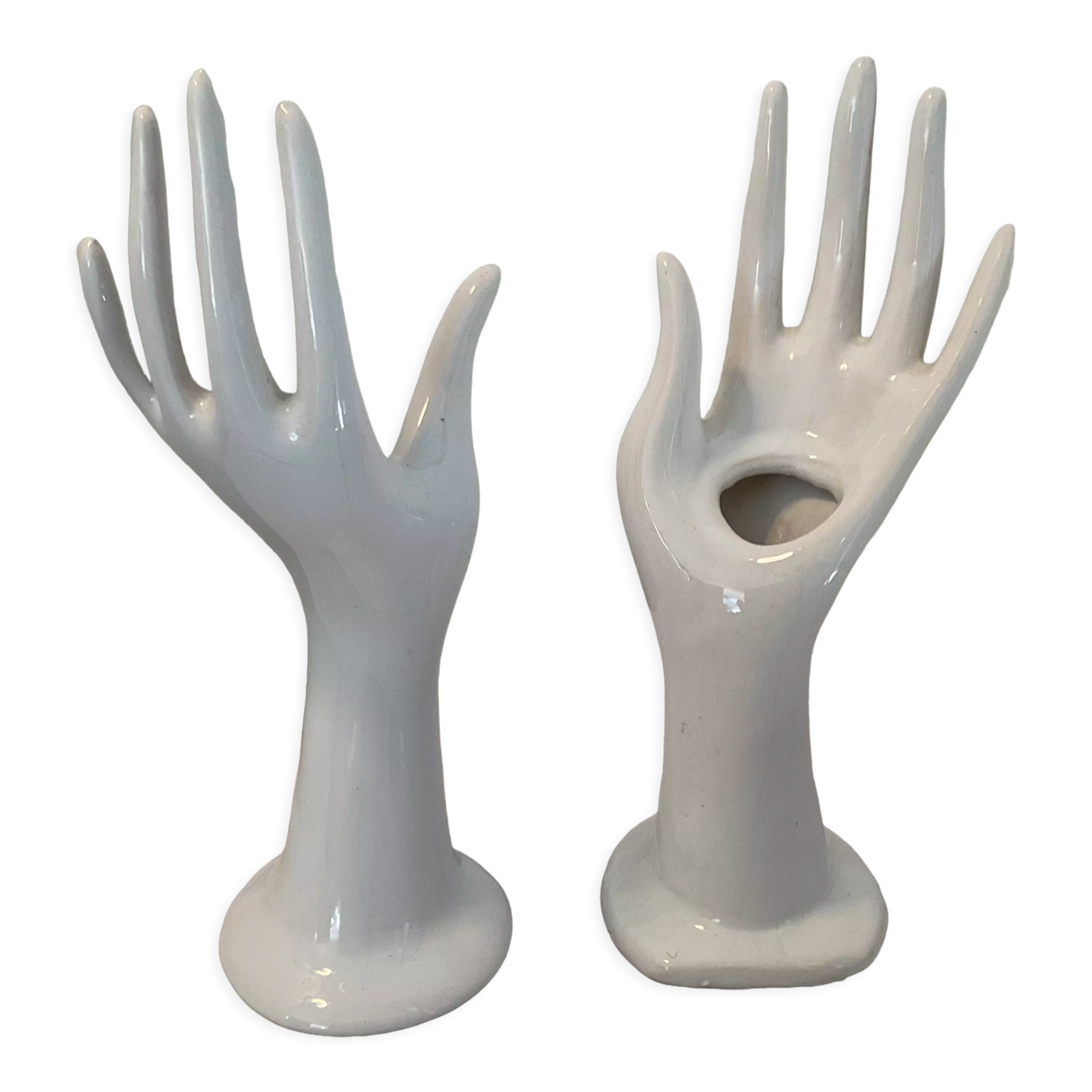 Pair of ceramic hand soliflores vases 70s