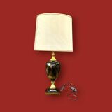 Vintage table lamp in glazed ceramic and gold-tone metal
