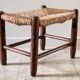 Stool bench wood and straw vintage bohemian spirit