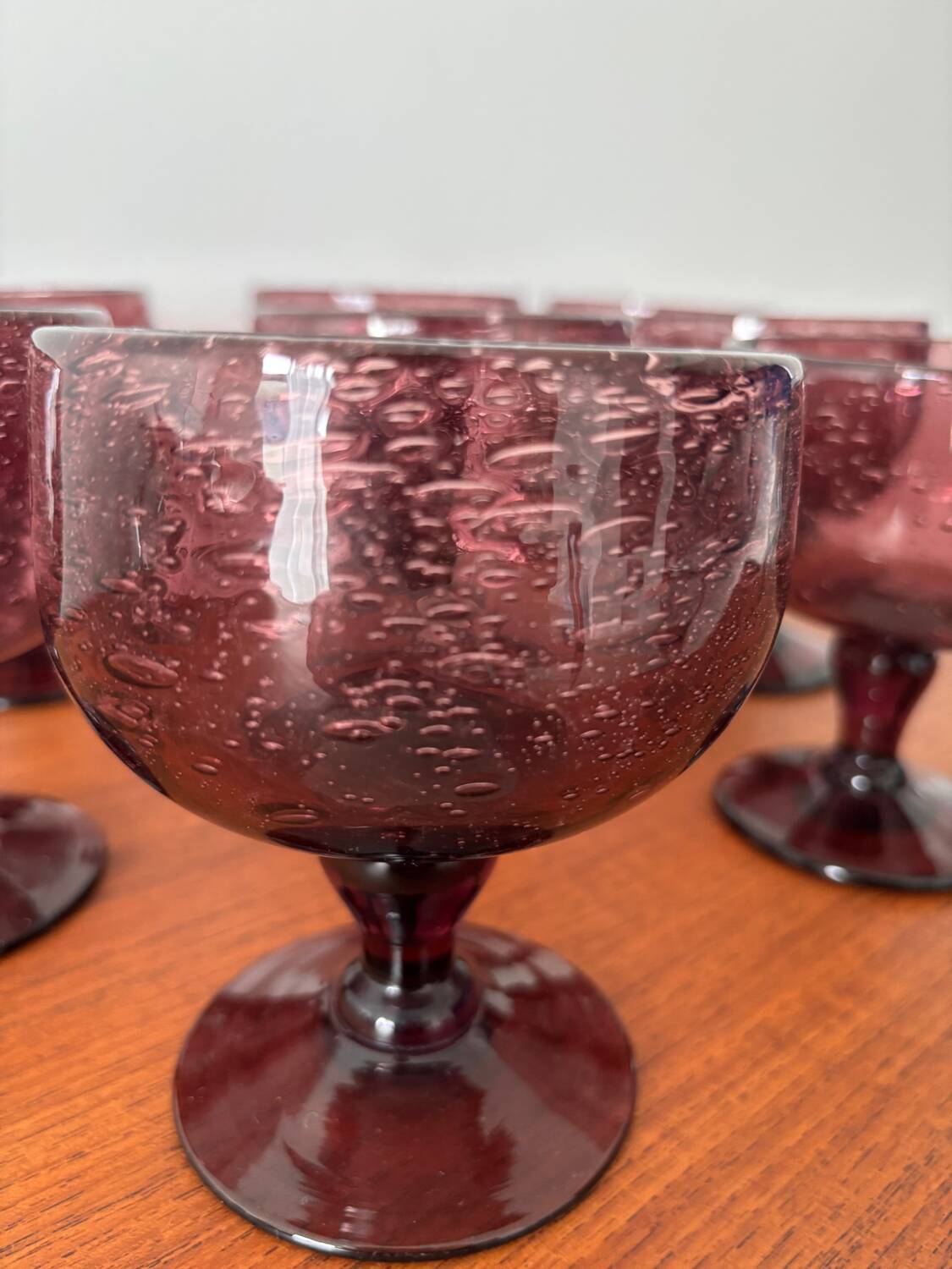 Vintage punch service – Hand-blown bubble glass, bowl or ladle