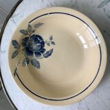 Round dish hollow blue flowers Saint-Amand years 30-40