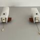 Mid-century wall lights in white plexiglass with a wooden base, 1960s, Germany.