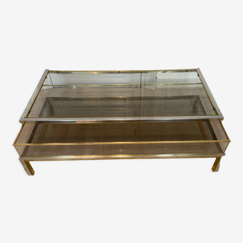Showcase coffee table, chrome and brass, 1970s