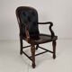 Victorian English Walnut & Leather Library Desk Chair
