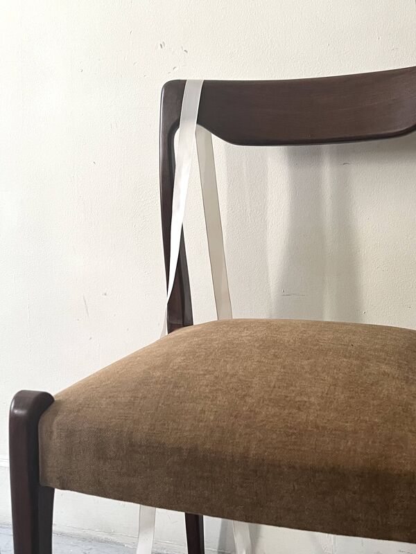 Chaise scandinave en teck & velours par Niels Otto Moller, Danemark 1950