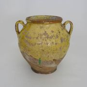 Magnificent glazed yellow confit pot, south-west of France. 19th century.