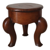 20th-century walnut tripod stool
