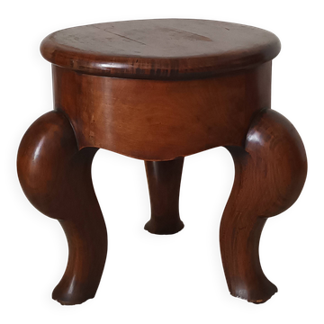 20th-century walnut tripod stool