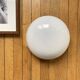 Large wall-mounted ceiling light, half-spherical, 30 cm, white opal glass.