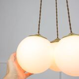 Mid-Century Italian Brass & Opaline Cluster of Lamps