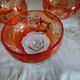 Five antique orange cut crystal champagne glasses with grape cluster decoration Poland