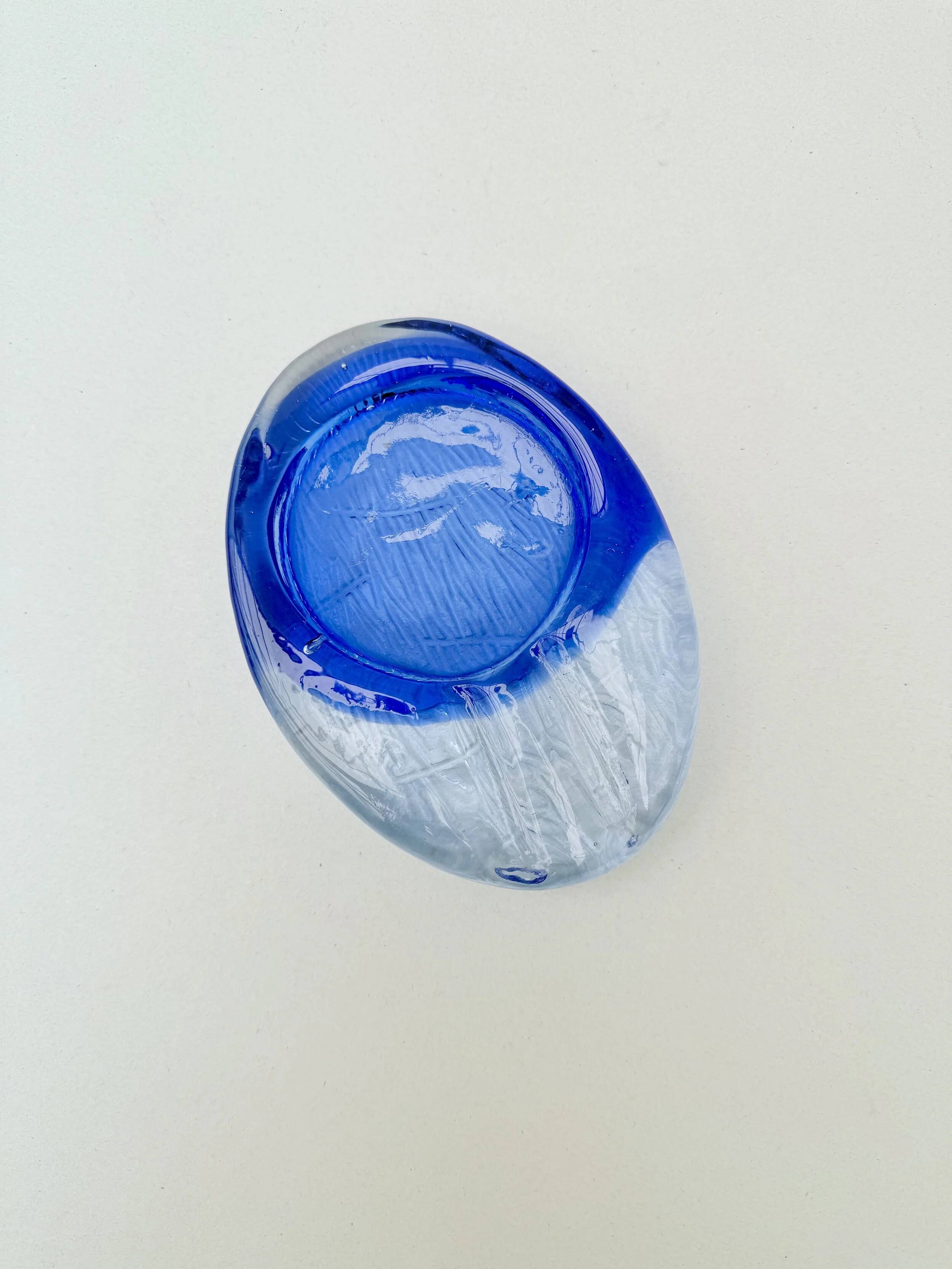 Hand-blown glass trinket tray, Italy 1970