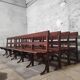 Long Wooden Church Pew | Antique Bench with Cast Iron Details | Seating