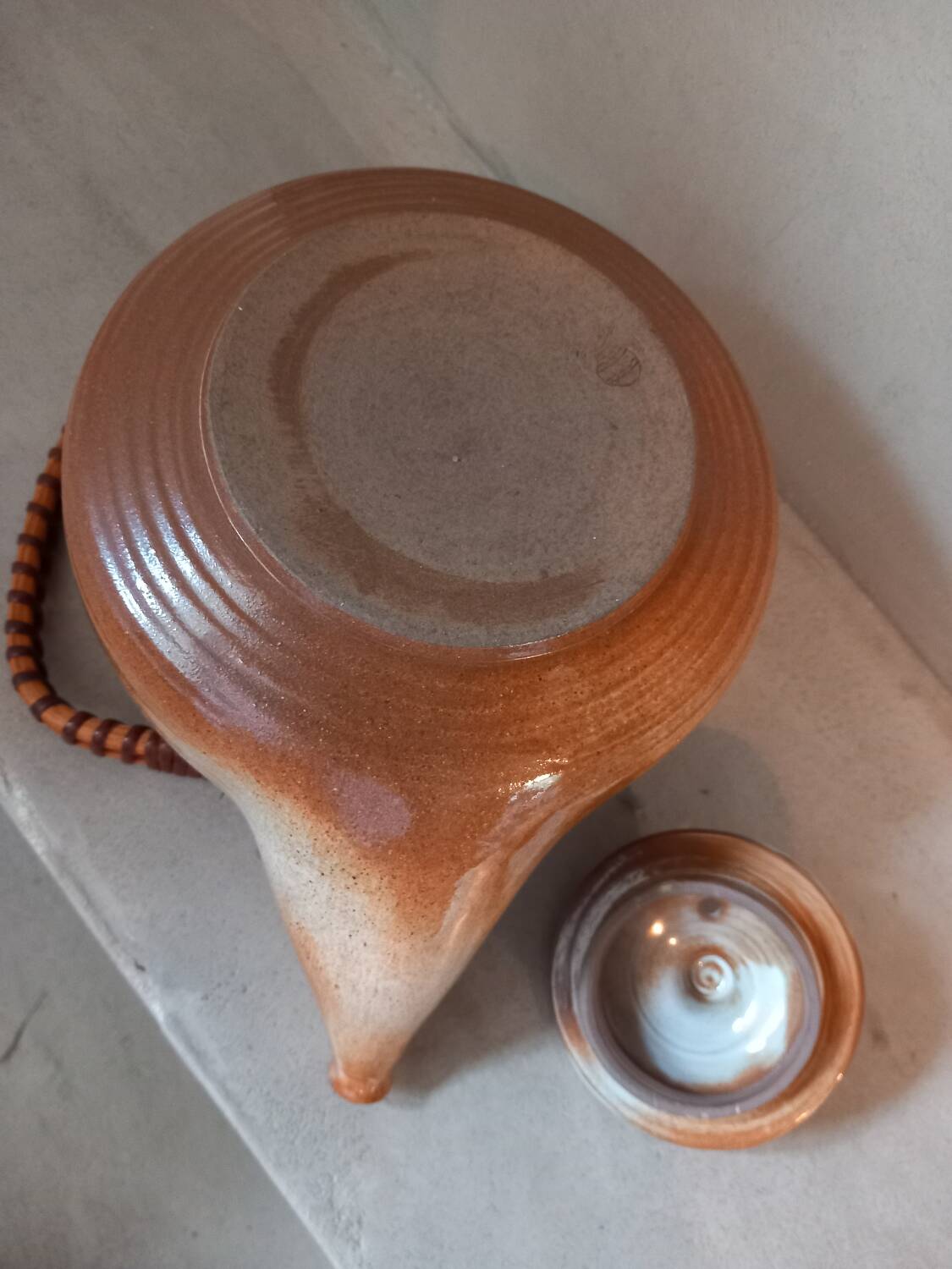 Glazed stoneware teapot