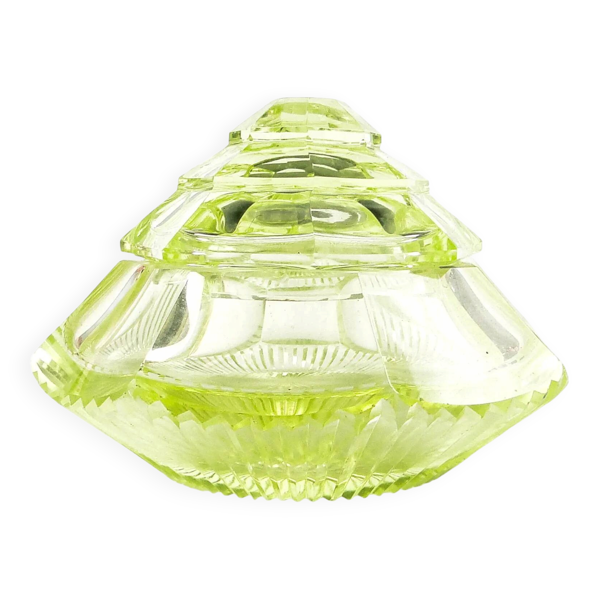 Art Deco bonbonniere, uranium crystal, Poland, 1930s