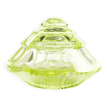 Art Deco bonbonniere, uranium crystal, Poland, 1930s