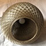 Pendant light with dark beige braided wire vintage 70s