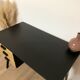 Bureau des années 50/60 aux pieds compas, revisité