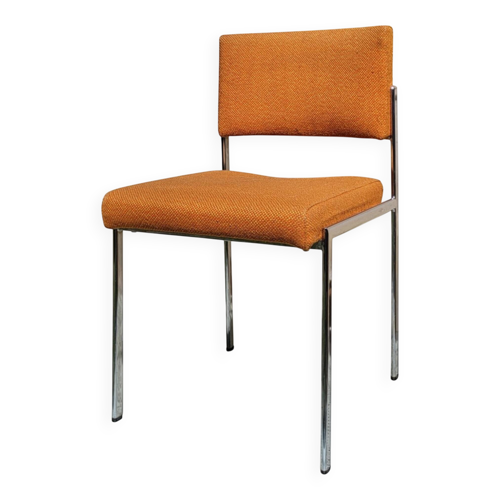 Chaise vintage design, structure tubulaire chromée, années 1960-1970