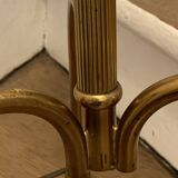 Brass tripod floor lamp with golden pompom lampshade 1960