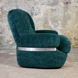 Pair of Beka armchairs in green velvet
