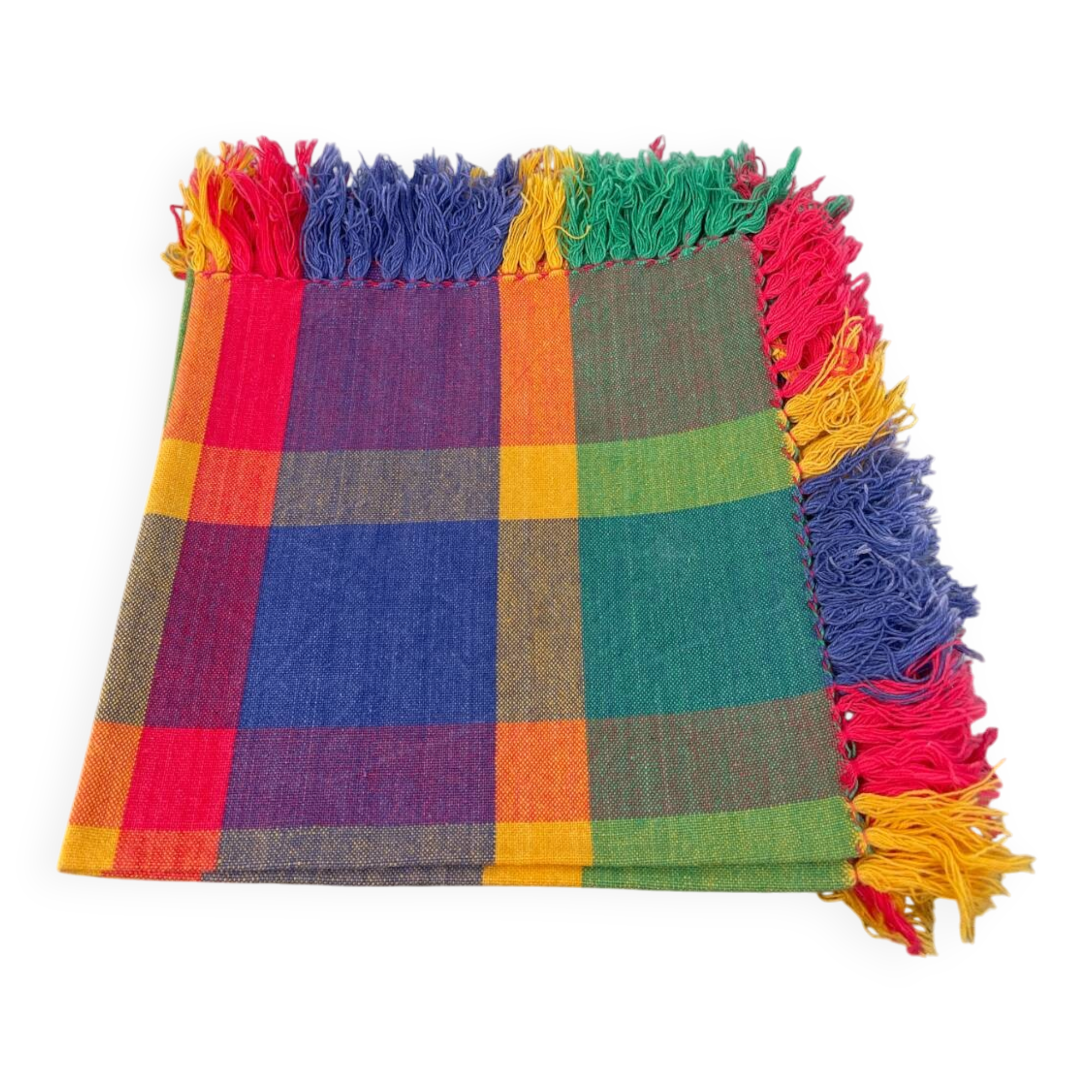 5 multicoloured checked napkins