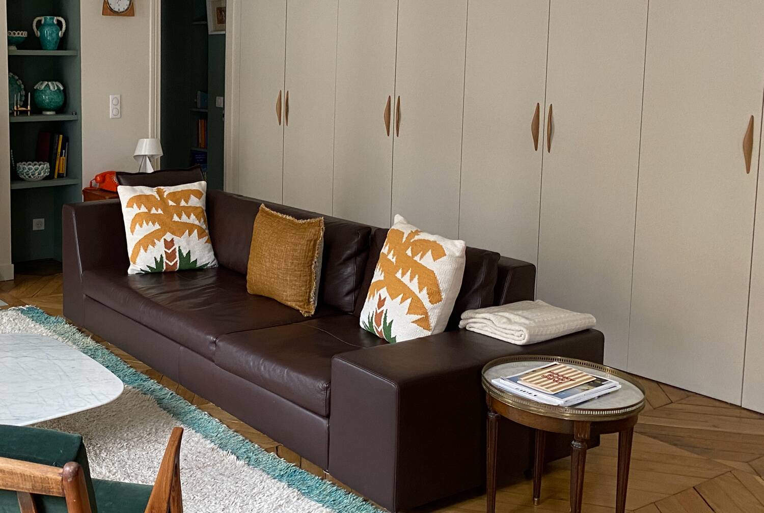 CINNA Brown leather sofa 4 seats Exclusive model Didier Gomez