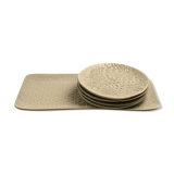 Dessert box Set of 4 plates and 1 dish Grège brillant