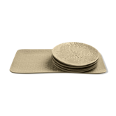 Dessert box Set of 4 plates and 1 dish Grège brillant
