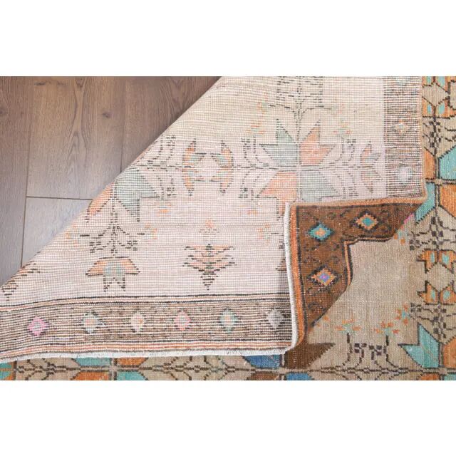 Vintage Turkish Oushak Handmade Wool Cotton Brown Area Rug 156x232