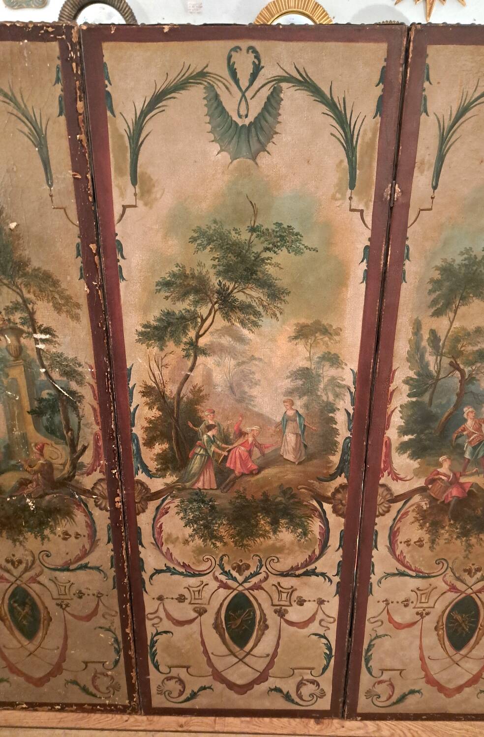 Louis XVI period screen, oil on canvas