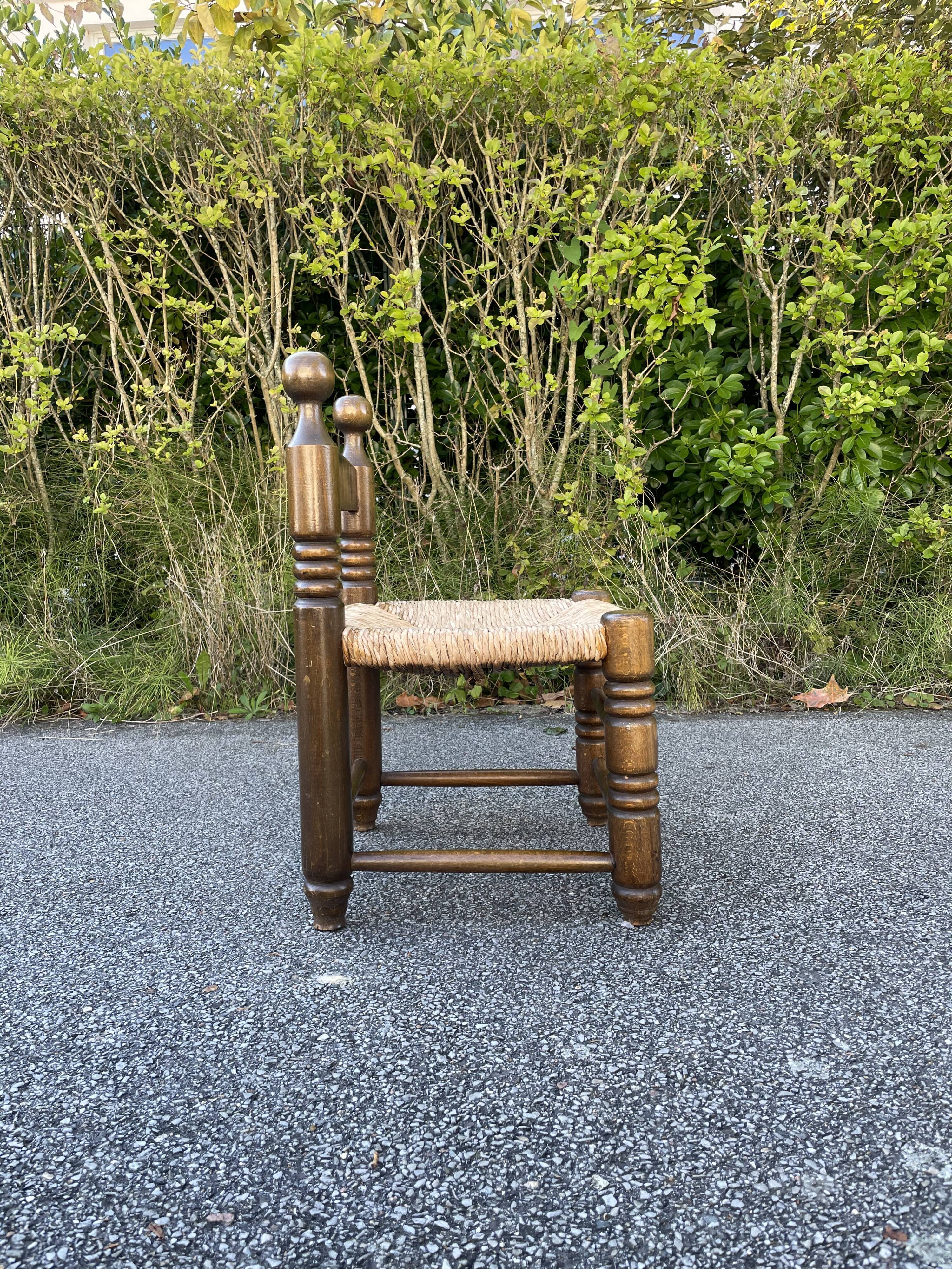 Small wooden and straw chair