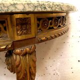 Louis XVI style console in gilded wood 20th century Veined green marble top
