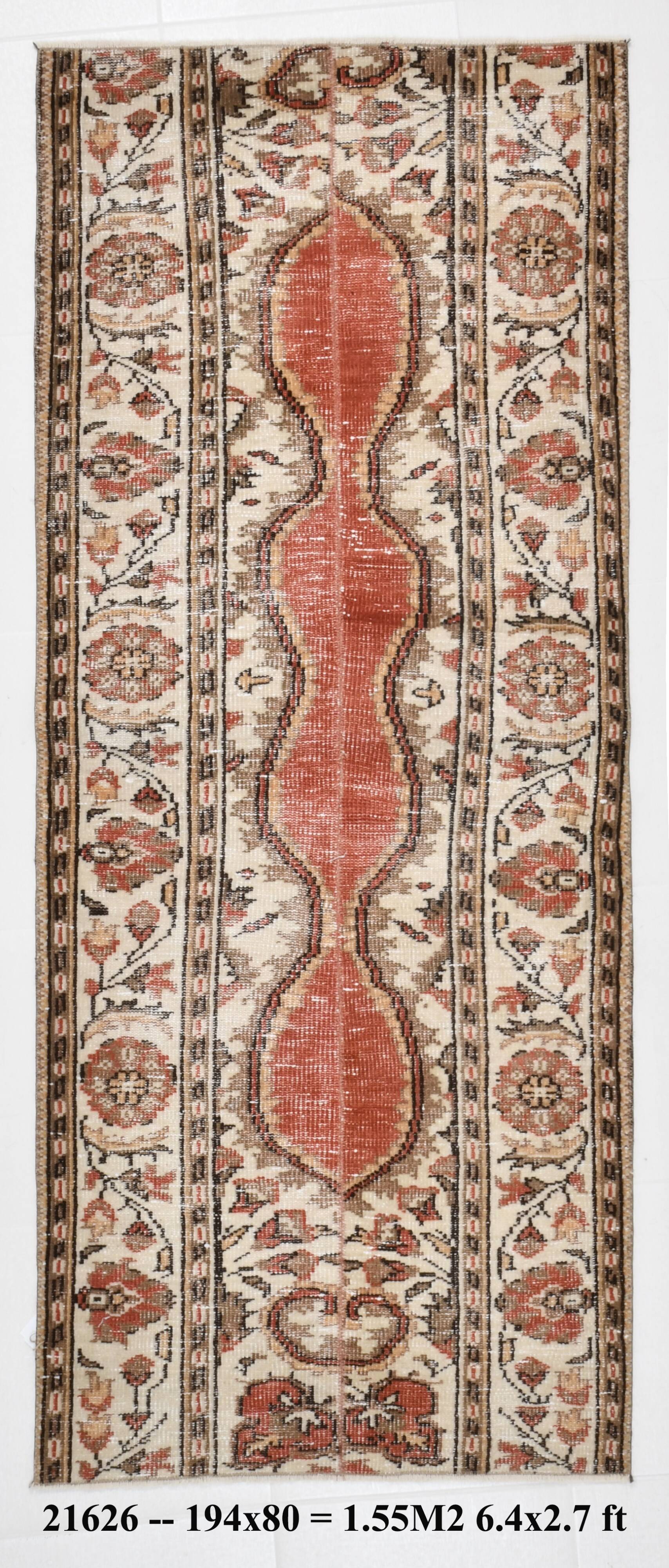 2x6 red & beige turkish runner rug 80x194cm