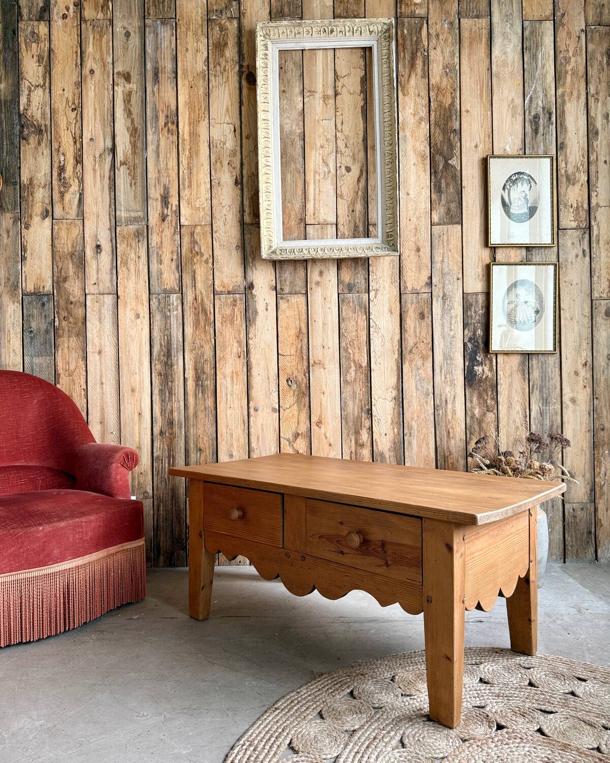 Chic country coffee table in solid pine (renovated)