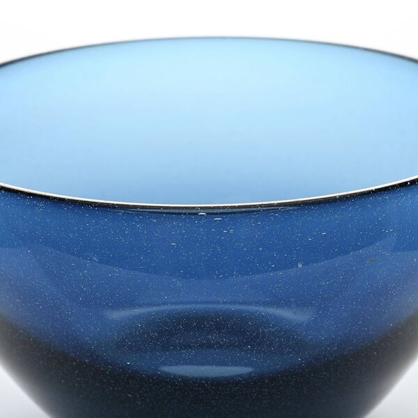 Coupe en verre soufflé bleu par Claude Morin, Dieulefit circa 1970