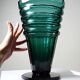Large antique Art Deco emerald cut crystal vase, Bohemia 1920-1930