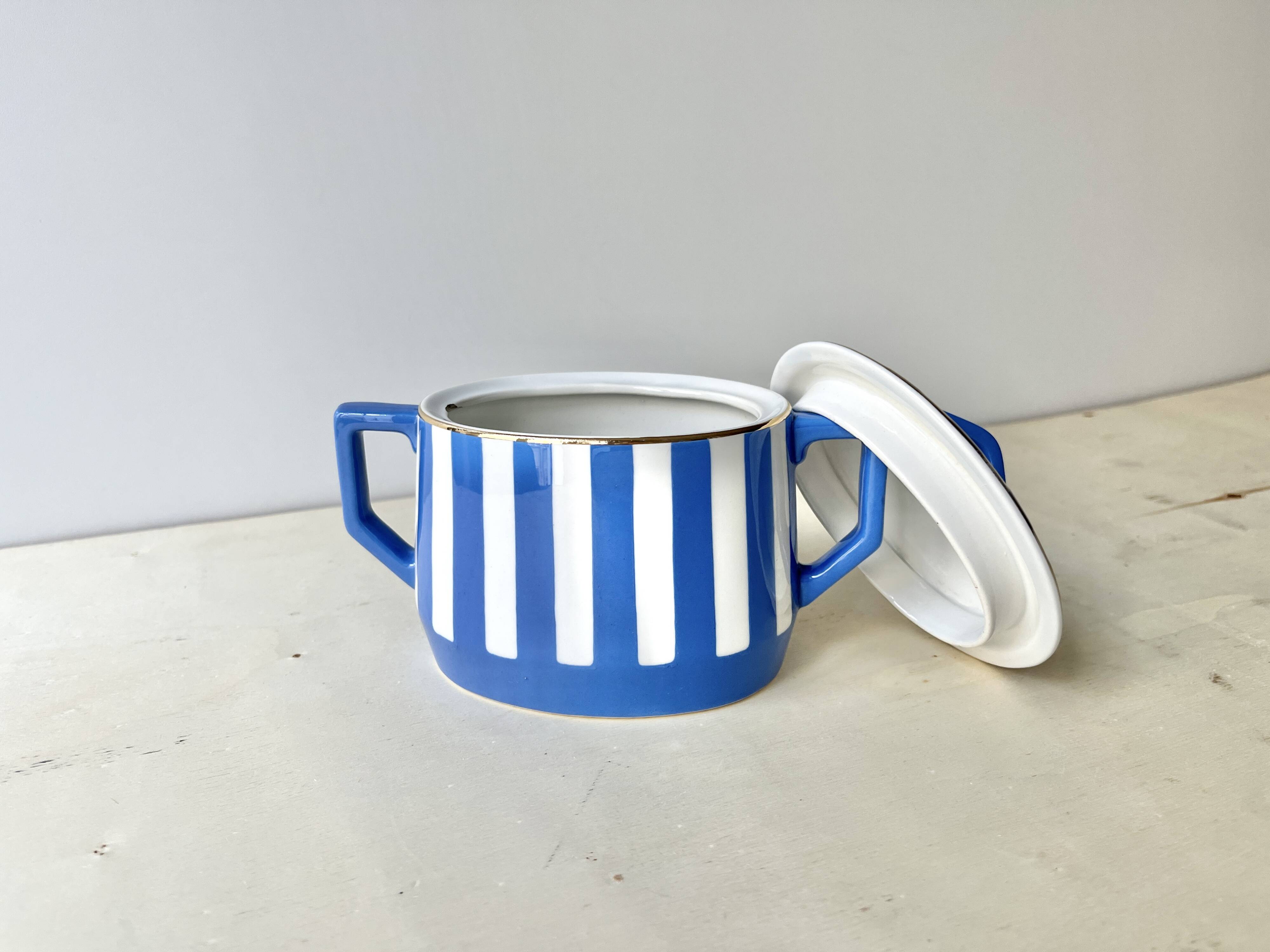 Fox trott sugar bowl from sarreguemines, 1930s, vintage art deco earthenware