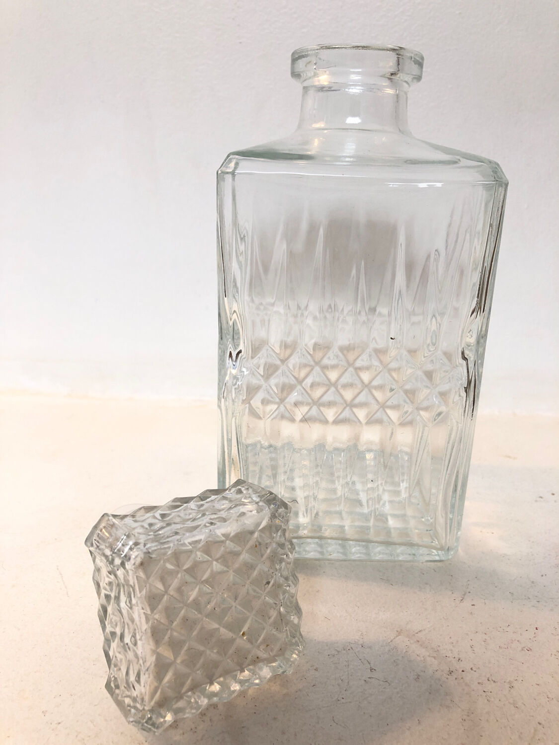 Moulded glass whisky decanter, 1970