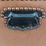 Vintage wooden and faux leather curved trunk