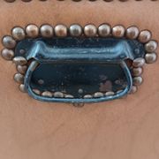 Malle bombée en bois et simili cuir vintage