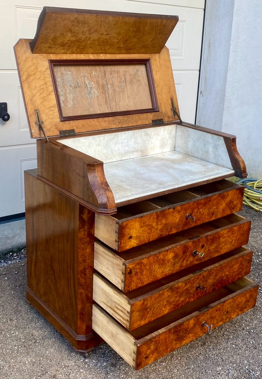 Commode de toilette Louis Philippe coiffeuse 4 tiroirs