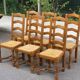 6 solid wood chairs carved and straw-covered with high farmhouse-style backs