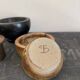 6 mini ceramic bowls, mother-of-pearl spoon