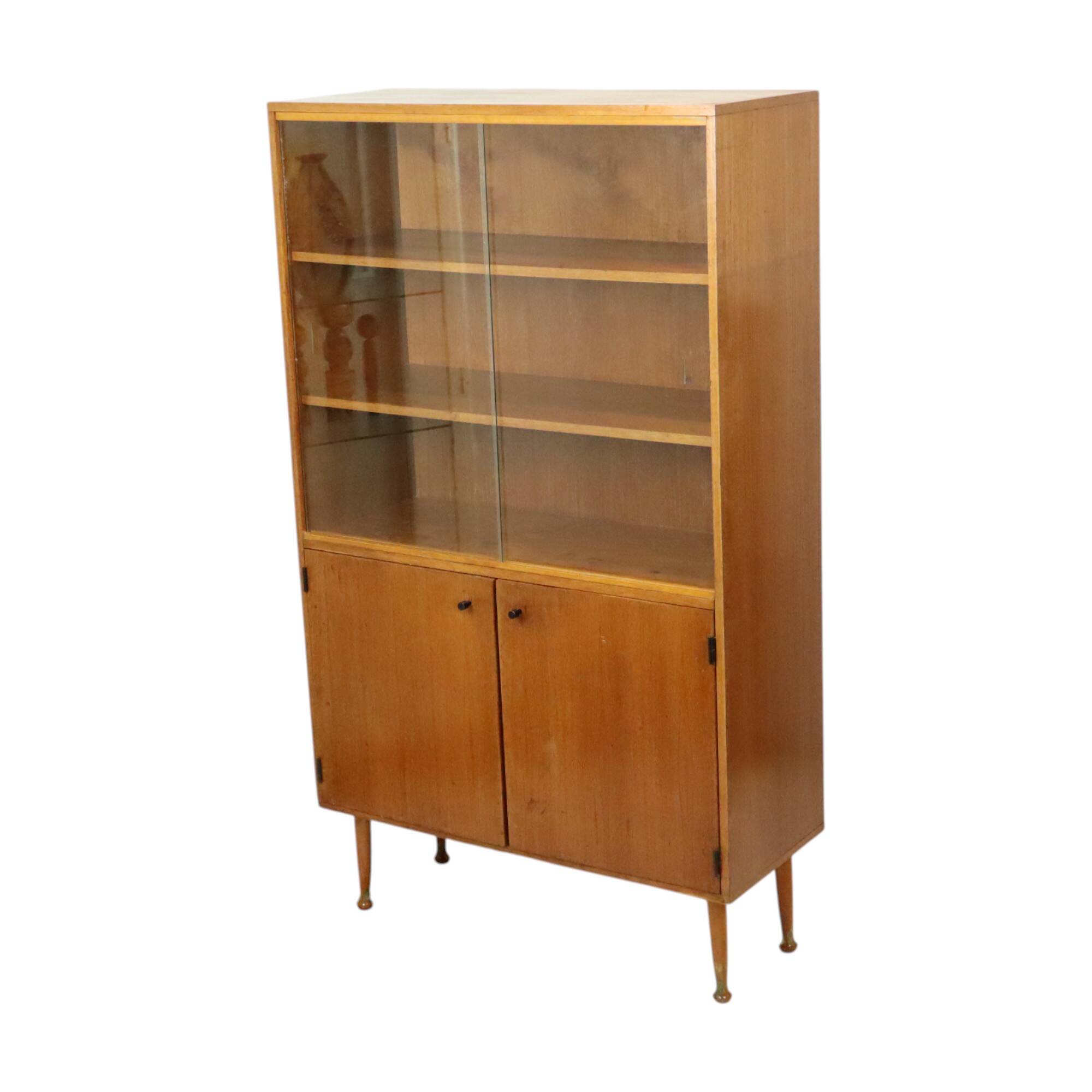 Vintage teak veneer sideboard, display cabinet, Scandinavian design