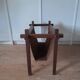 Danish Skjøde Skjern teak and suede magazine rack