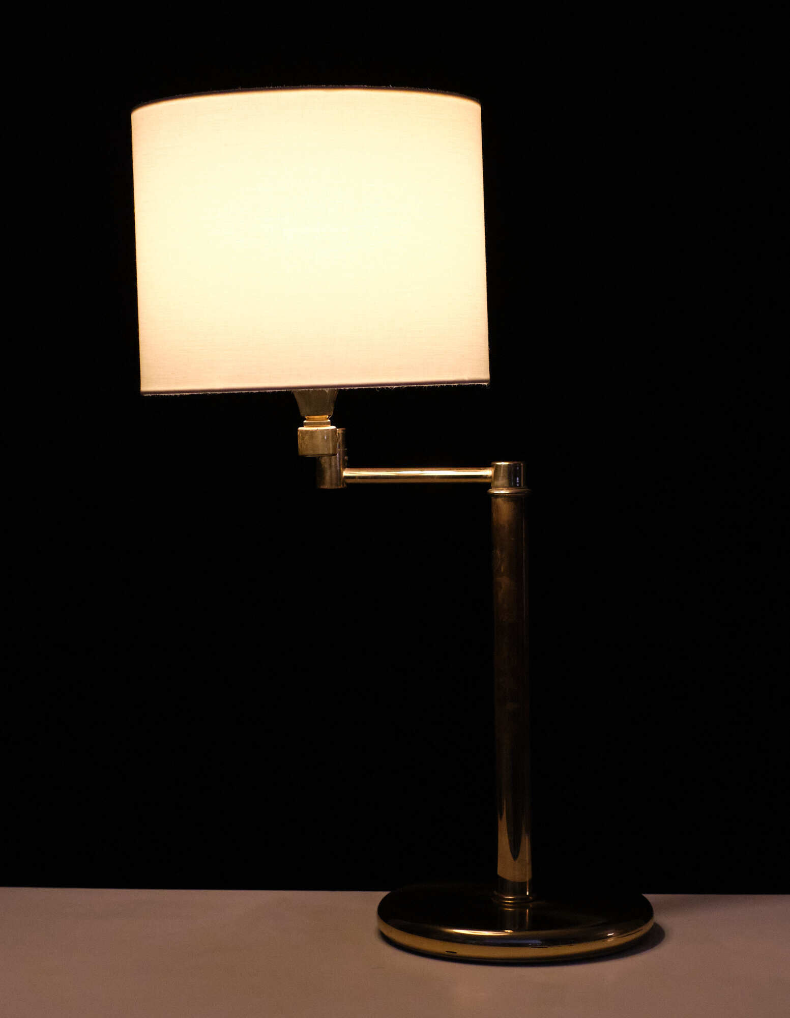 Brass swing arm desk lamp Deknudt 1970s