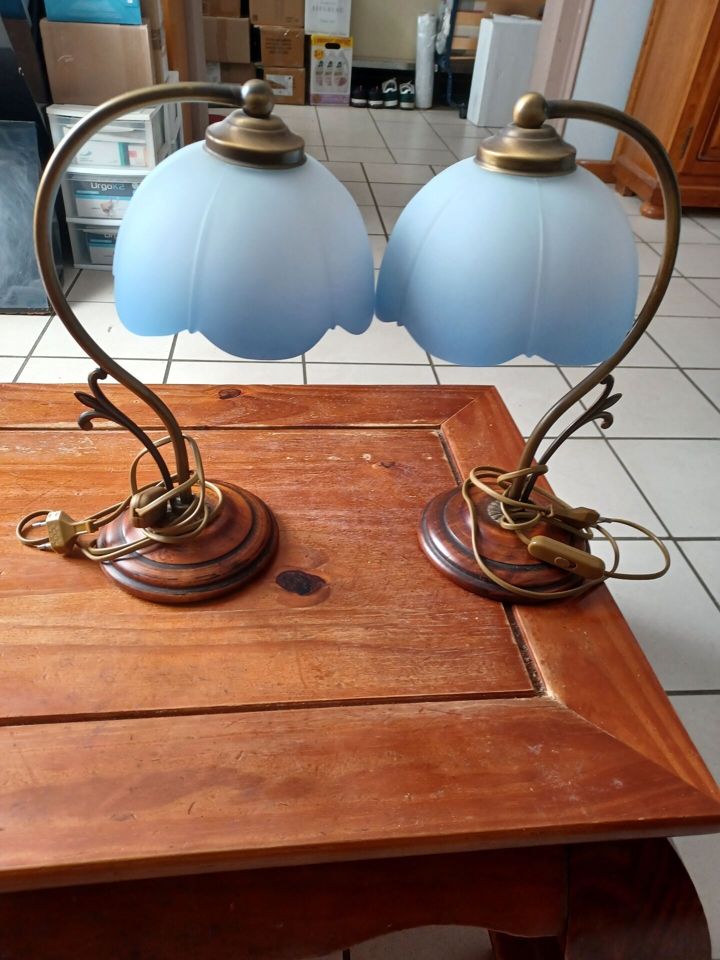 Set of 2 vintage goose neck lamps