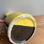 Vintage Vallauris two-tone black and yellow earthenware vase